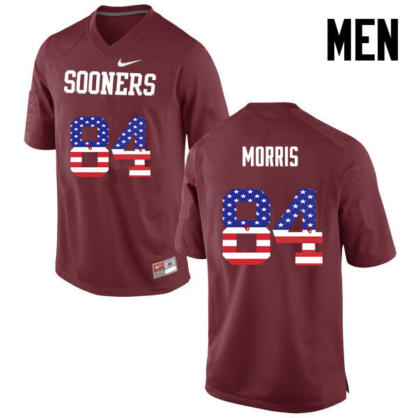 Men Oklahoma Sooners #84 Lee Morris College Football USA Flag Fashion Jerseys-Crimson
